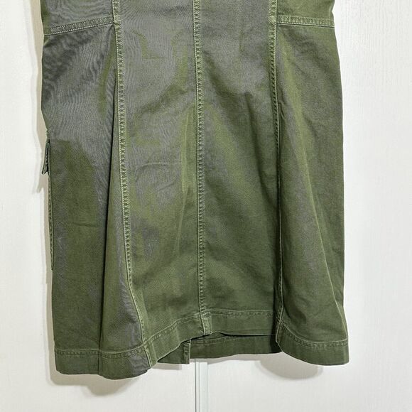 Gap Denim Cargo Dress Woman Size Medium Green Button Front Pockets Sleeveless - Picture 5 of 9